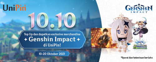 10.10 – Top Up dan Dapatkan Exclusive Merchandise Genshin Impact di UniPin!